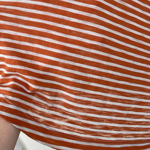 We The Free Women’s Burnout Tee XS Orange White Stripe Wide Neck Boho - Picture 5 of 7